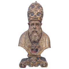 Spanish Baroque Reliquary Bust of a Bishop