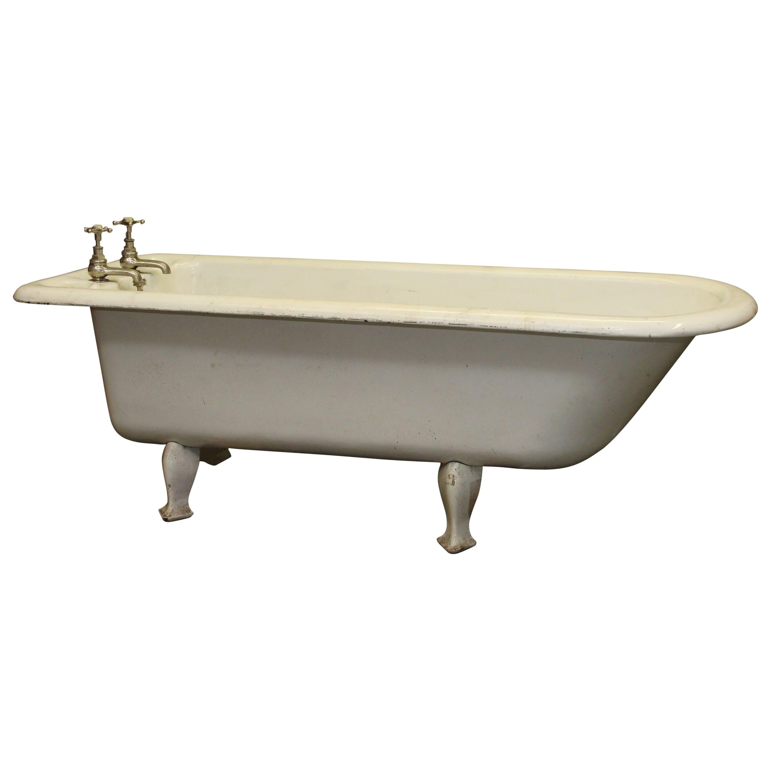 1800s Unique 6.5 foot long English Claw Foot Bathtub with Soap Dish