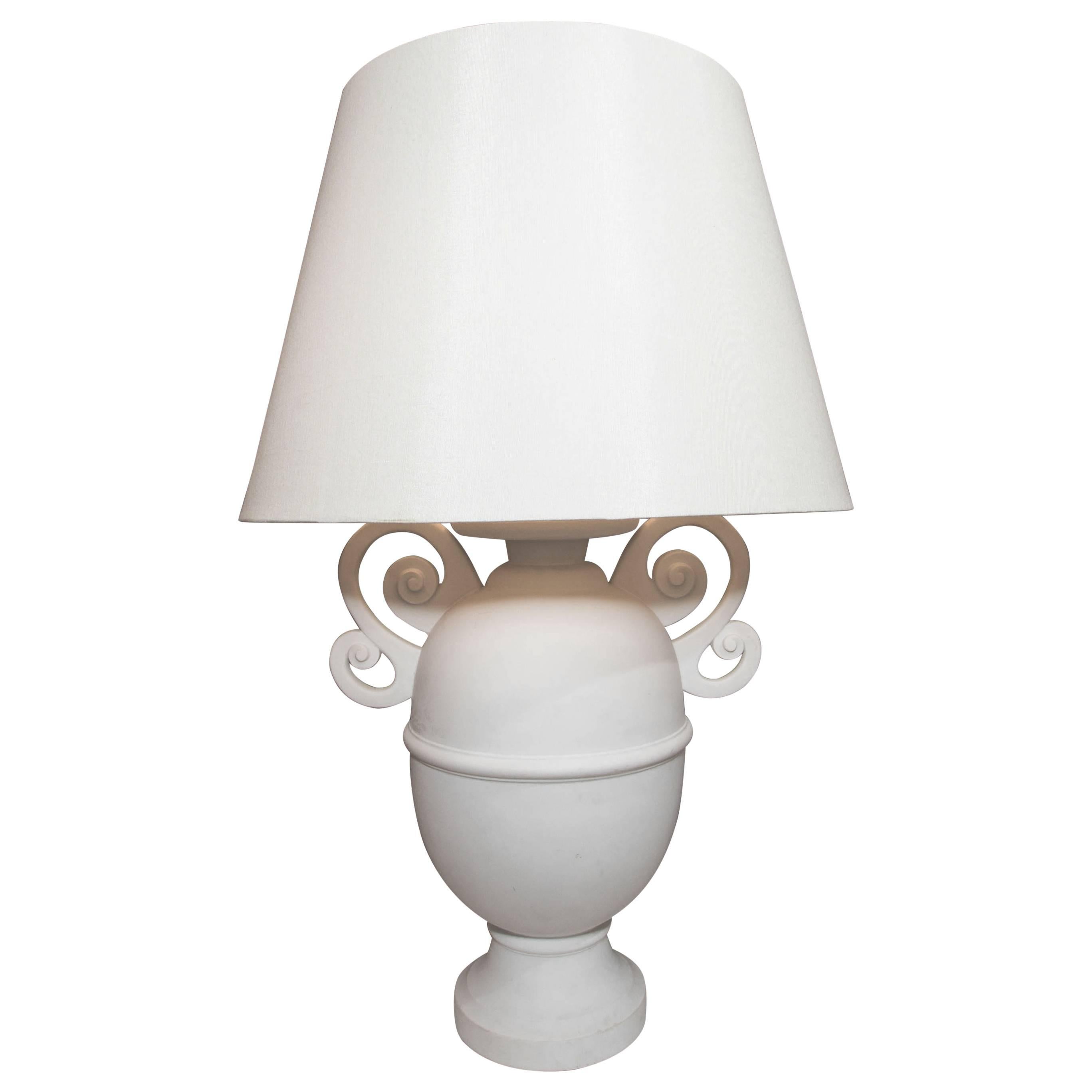 Giocometti Style Urn-Shaped Lamp with White Matte Finish For Sale