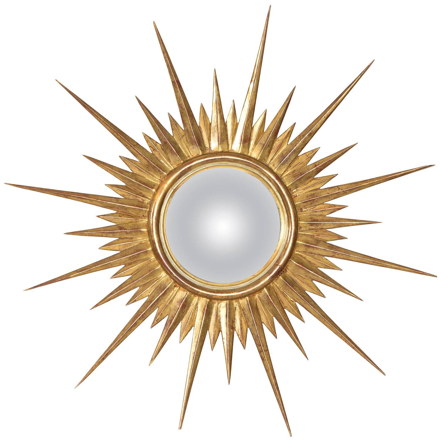 Antique Gold Leaf Sunburst Mirror at 1stdibs