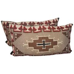 Pair of Navajo Indian Saddle Blanket Weaving Pillows