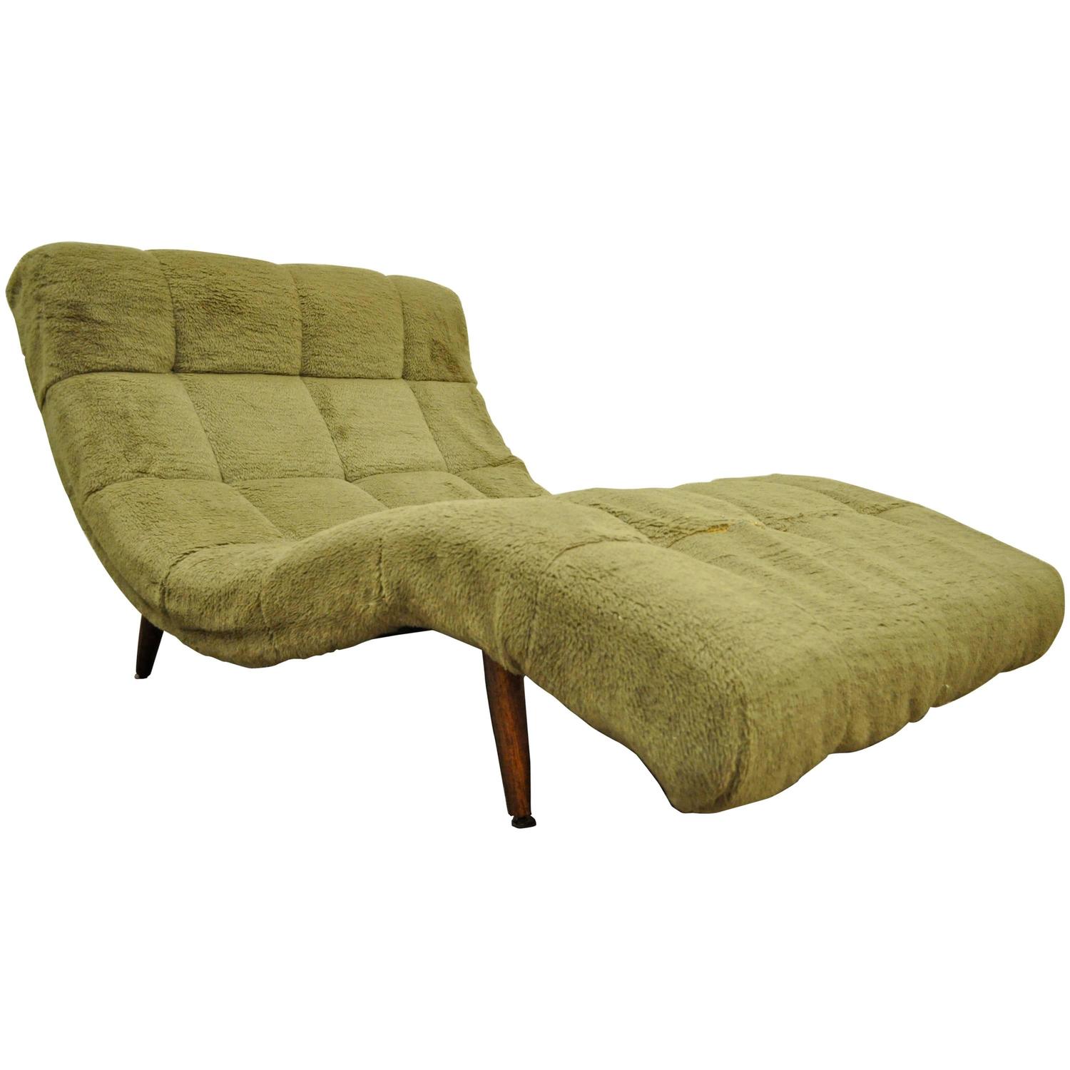 mid century modern double wide green wave chaise lounge attr to adrian  pearsall