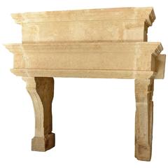 Large Louis XIII Stone Overmantel Fireplace, 17th Century