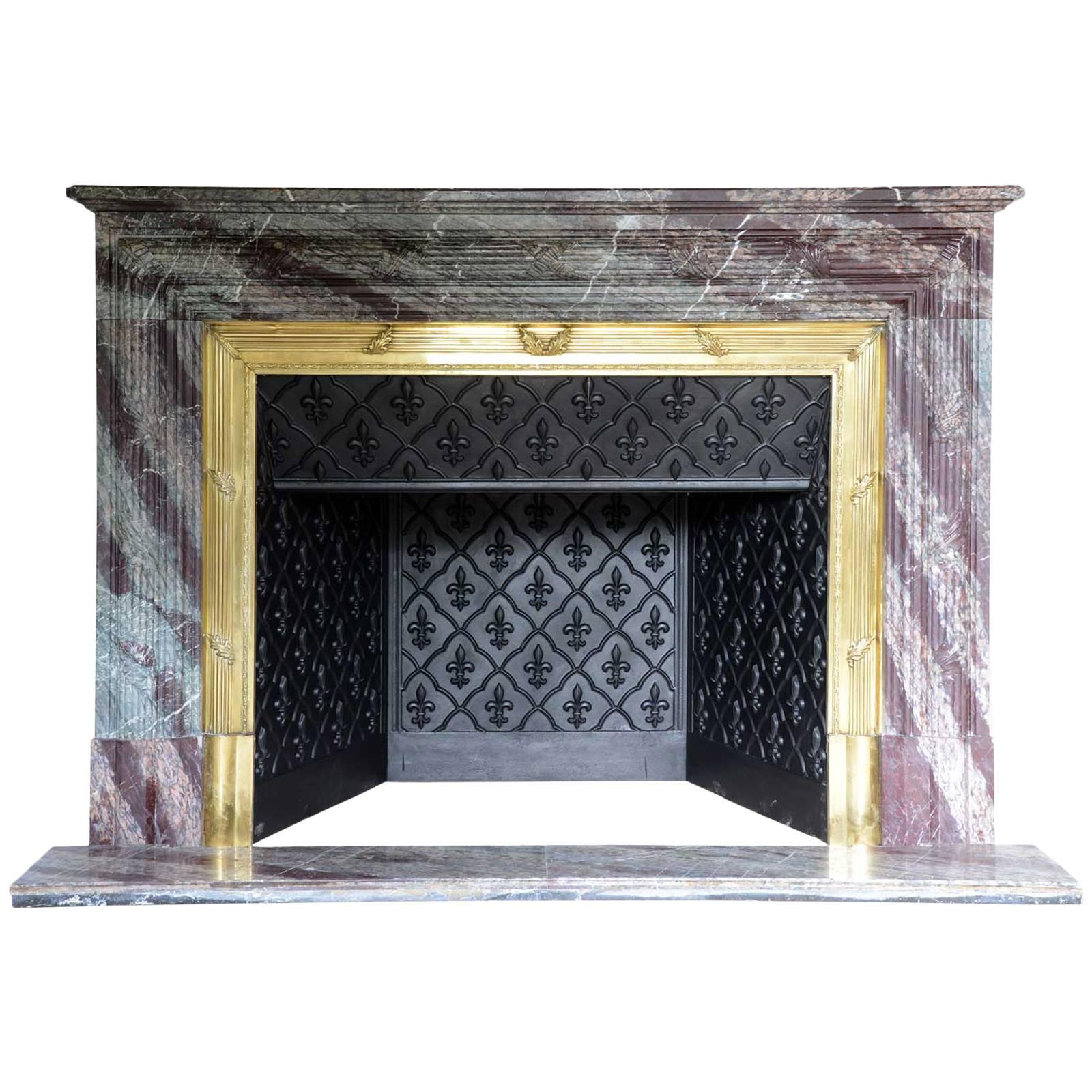 Louis XVI Style Campan Marble Fireplace, 19th Century For Sale