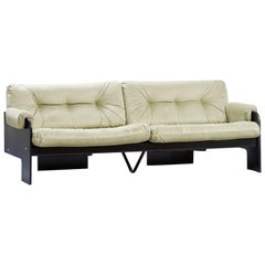Claudio Salocchi Style Black Lacquered Three-Seat Sofa