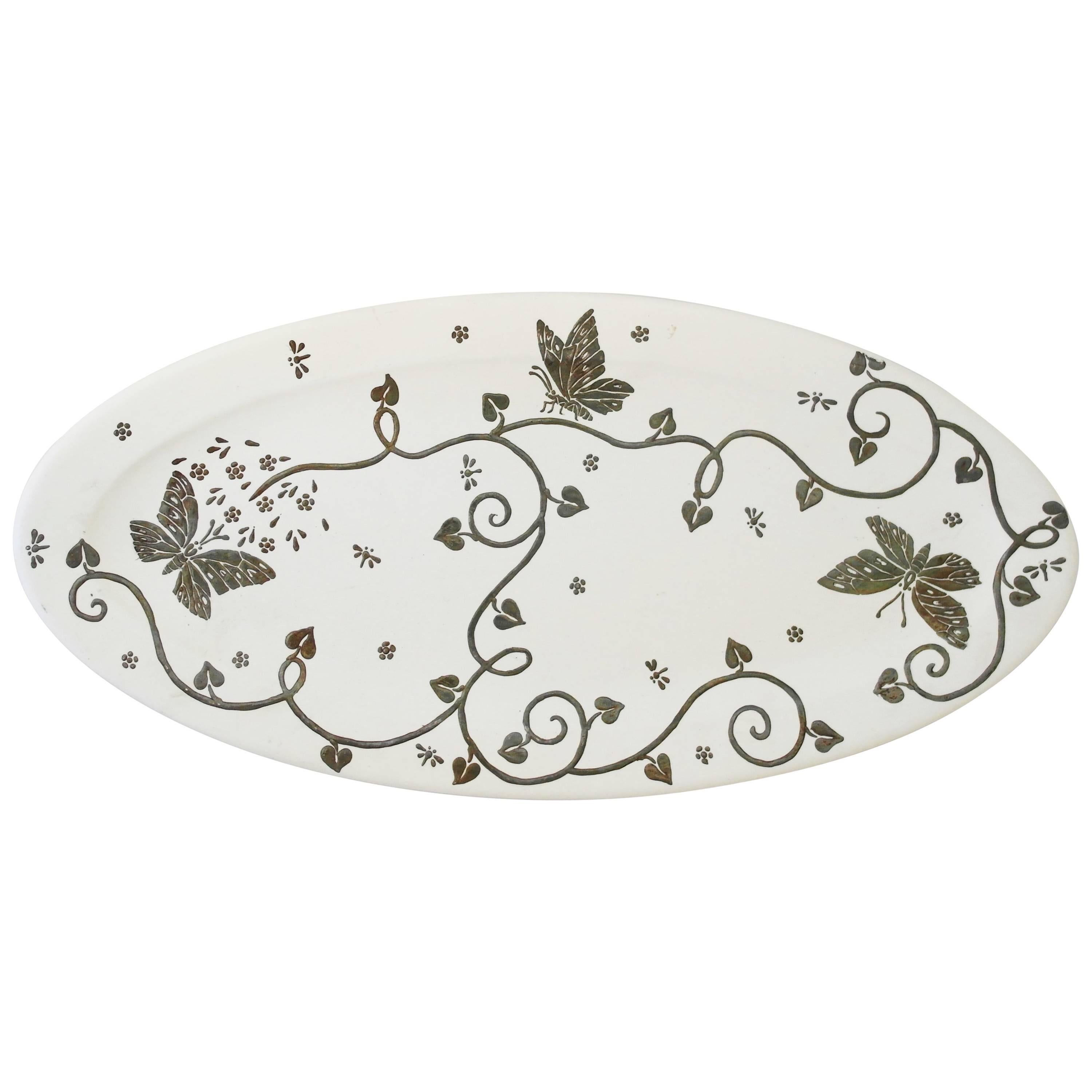 Emilia Castillo Ceramic Plate with Sterling Silver Overlay