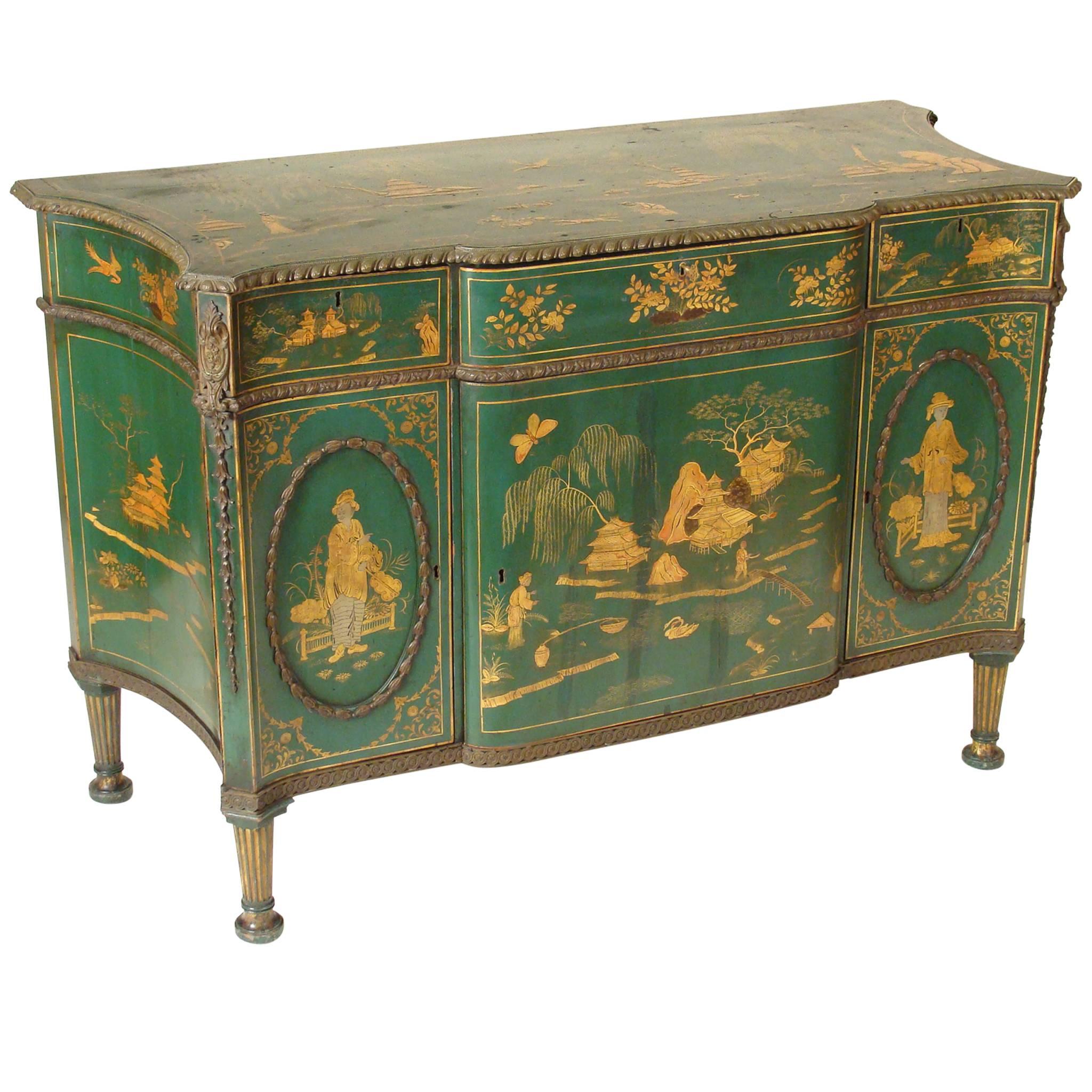 Green Chinoiserie Decorated George III Cabinet
