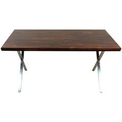 Solid Rosewood Desk with Stainless Base by Jules Heumann for Metropolitan Group