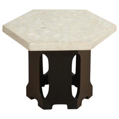Terazzo and Walnut Hexagon Side Table by Harvey Probber