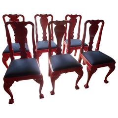 Six Red Lacquer Chairs