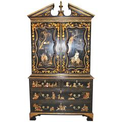 18th Century English Lacquered Gilt Chinoiserie Press or Cupboard 5