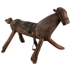 Folk Art Wooden Horse Sculpture