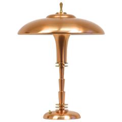 1930s Art Deco Faries Copper and Bronze Desk Lamp