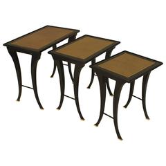 Set of Three 1940s French Ebonized Nesting Tables by Jansen 12