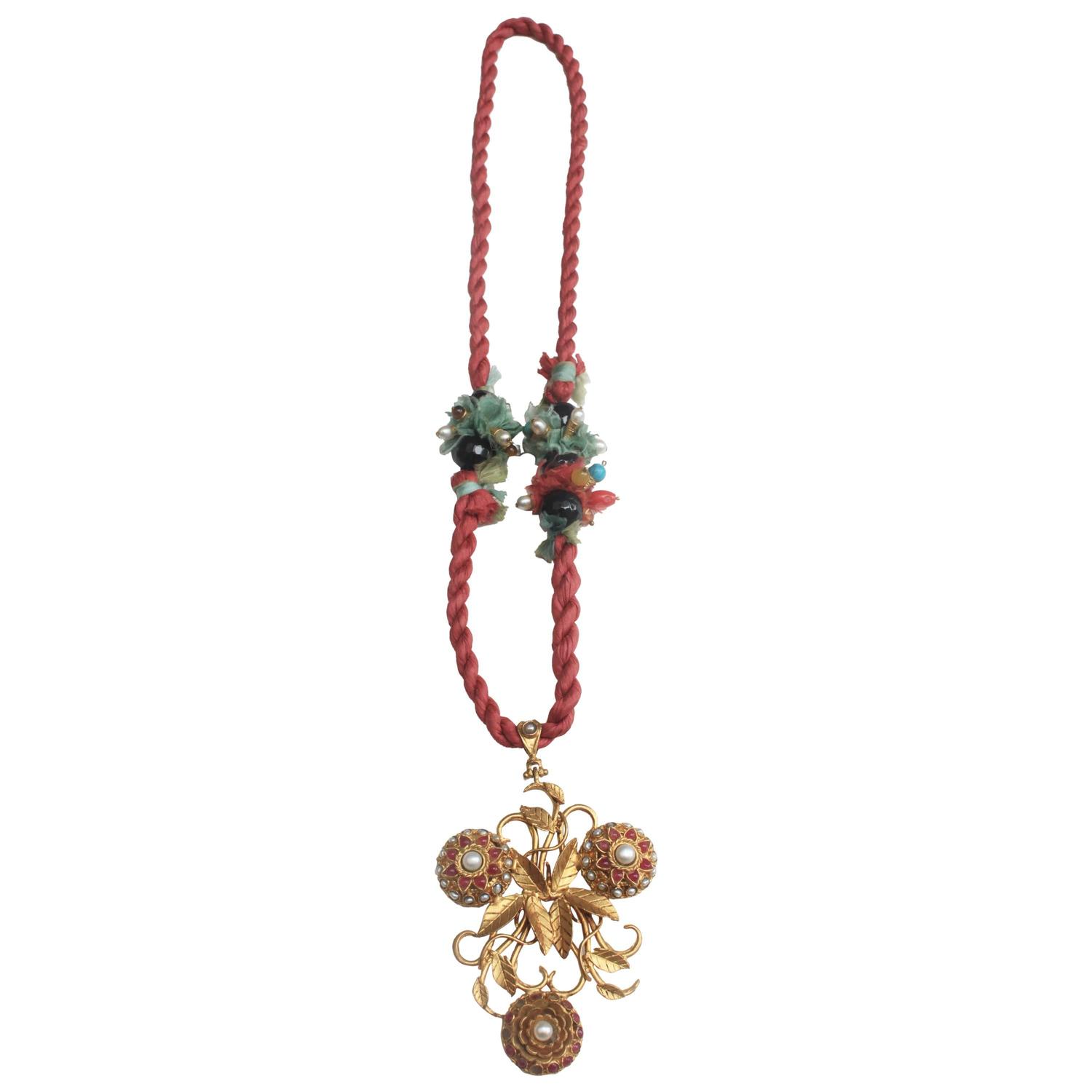 Unique Gold-Plated Pendant with Precious Stones from Afghanistan at 1stdibs