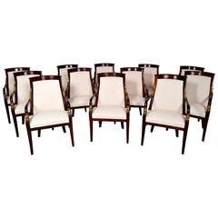 Set of 12 Dining Mahogany Chairs Regency-Style