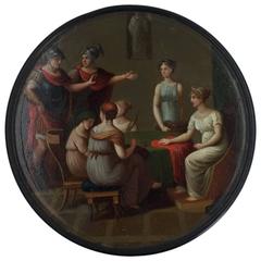 German Neoclassical Painted Lacquer Snuff Box, Early 19th Century