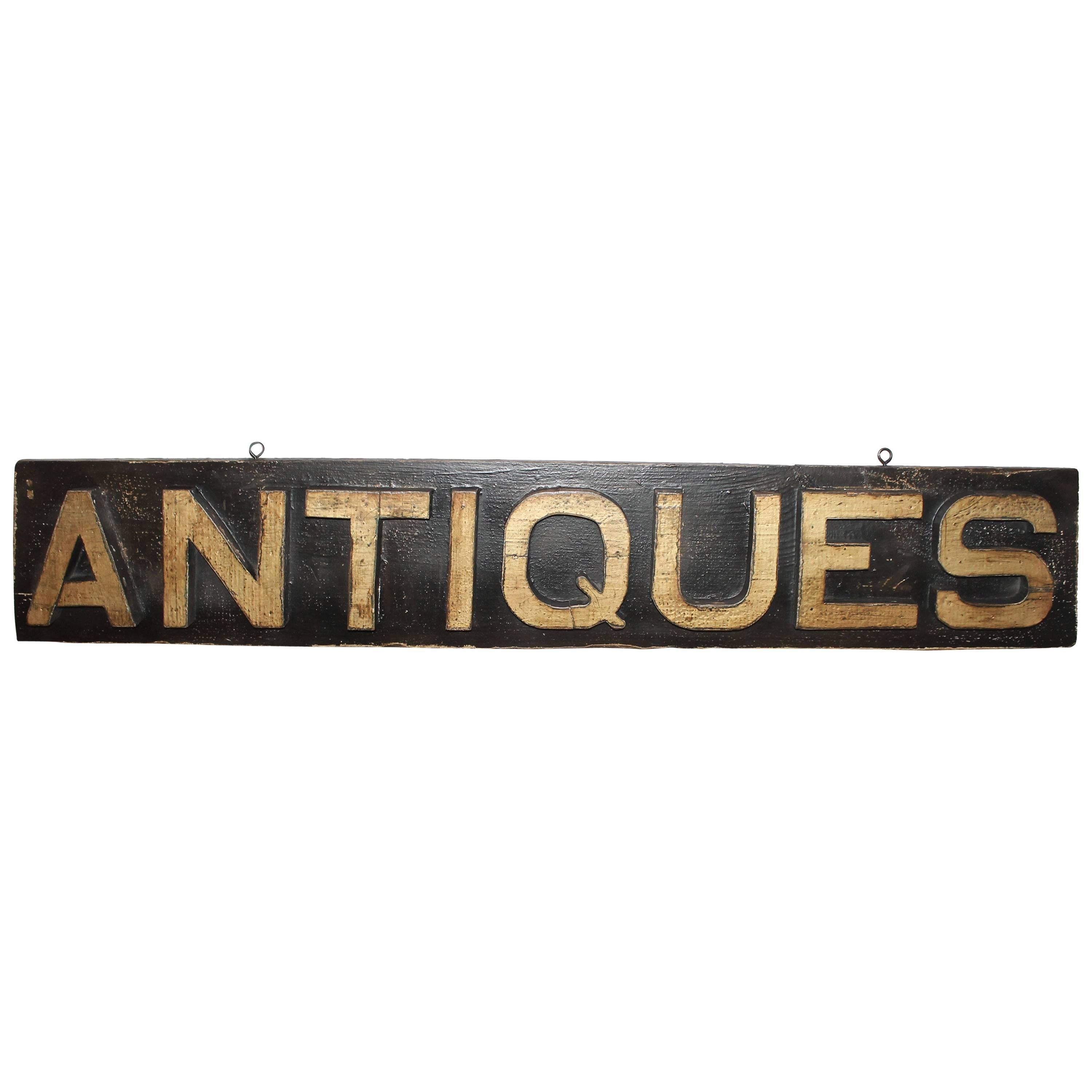 Vintage "Antiques" Trade Sign from New England