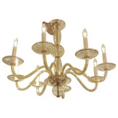 Eight Arms Amber-Colored Murano Glass Chandelier 6