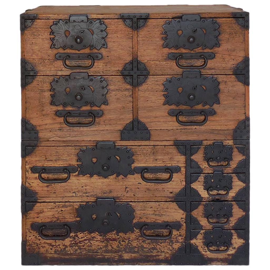 1850s Antique Rare Japanese  Tansu With Amazing Hardware