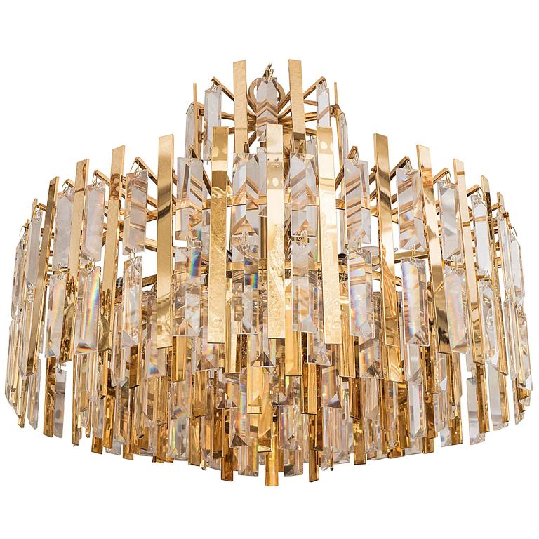 Brass Suspended Prism Chandelier at 1stDibs