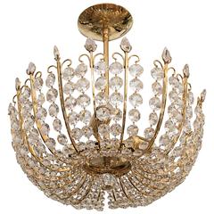 Brass and Crystal Element Chandelier