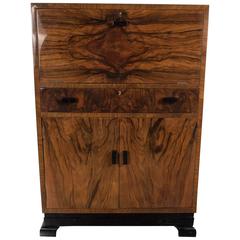 Art Deco Skyscraper Style Cabinet in Bookmatched Exotic Walnut