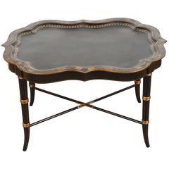 Hand-Painted Black Tray Coffee Table by Maitland Smith 12
