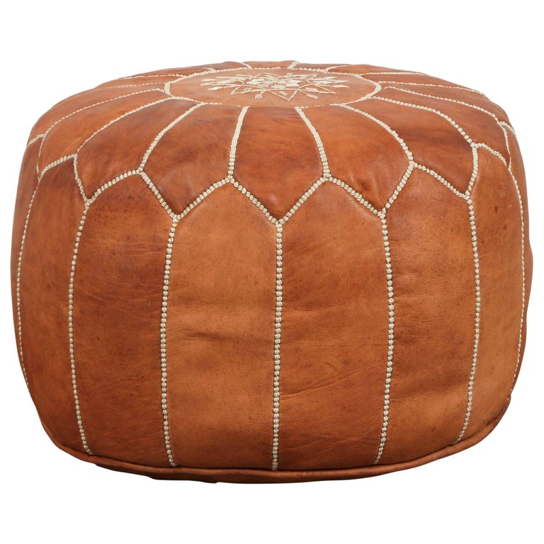 Moroccan Handcrafted Leather Camel Ottoman For Sale at 1stdibs