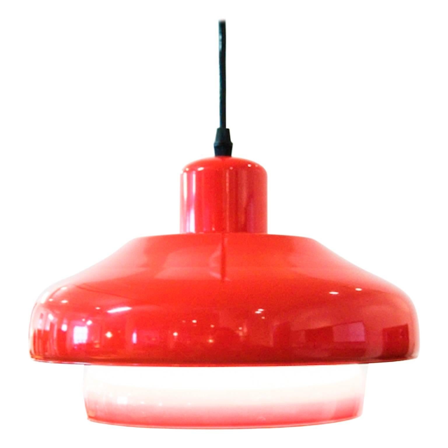 Vintage Danish Modern Red Pendant Light