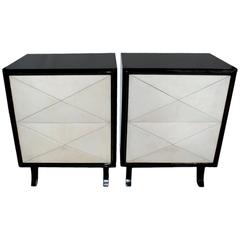 Pair of Lacquered and Parchment Chests or Nightstands