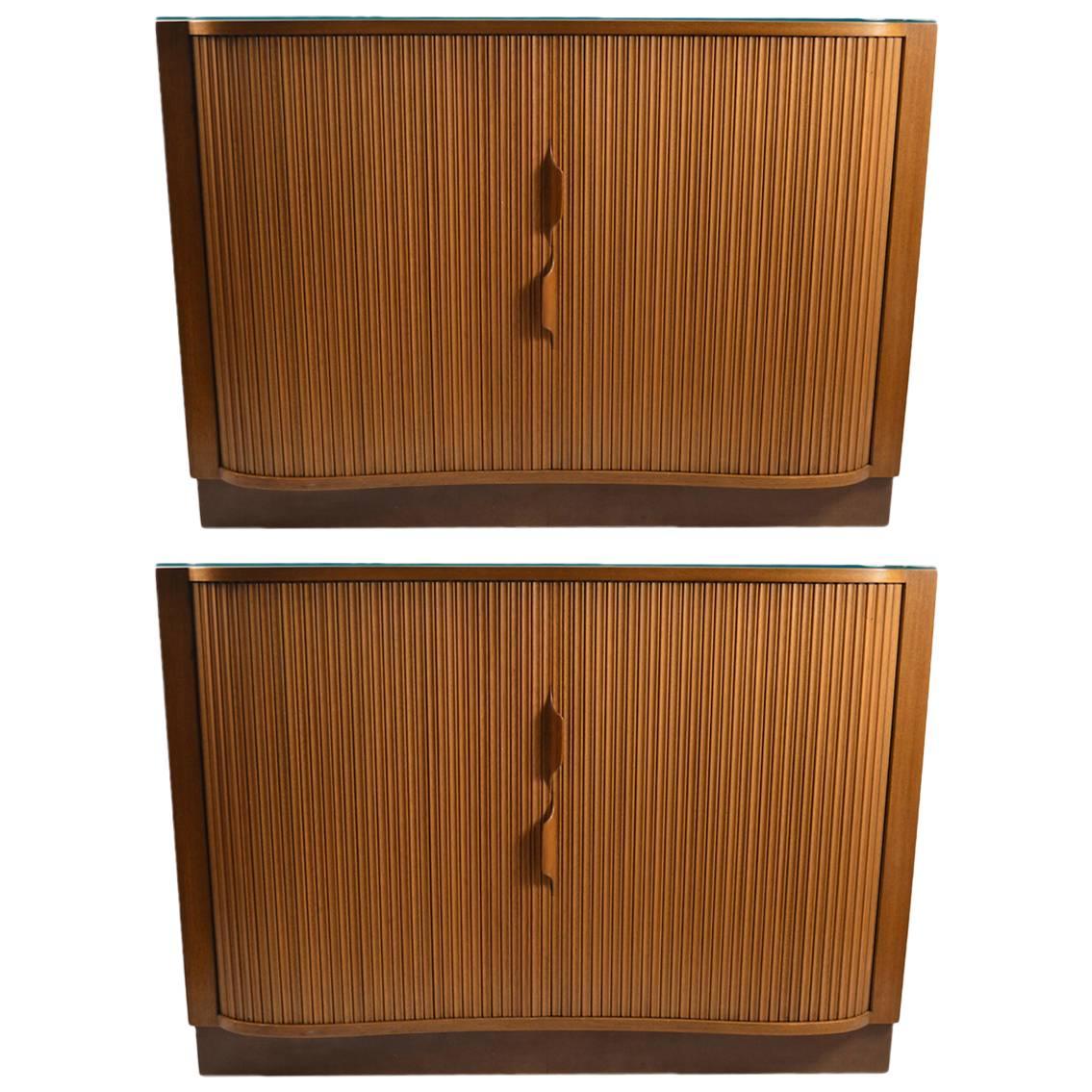 Pair Dunbar Mr. Chests with Tambour Roll Fronts