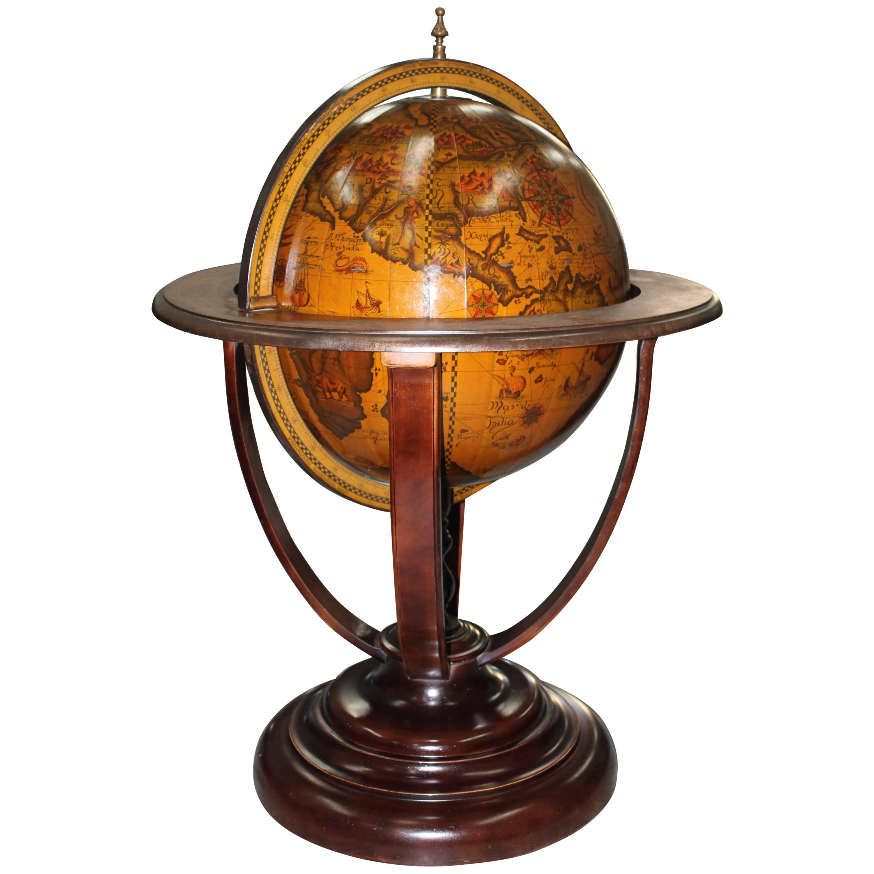French Art Deco World Globe Bar, circa 1940s