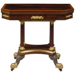 Very Fine Brass-Inlaid Gilt Bronze-Mounted Games Table by Duncan Phyfe