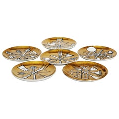 Lote de Seis Platos Pequeños Fornasetti