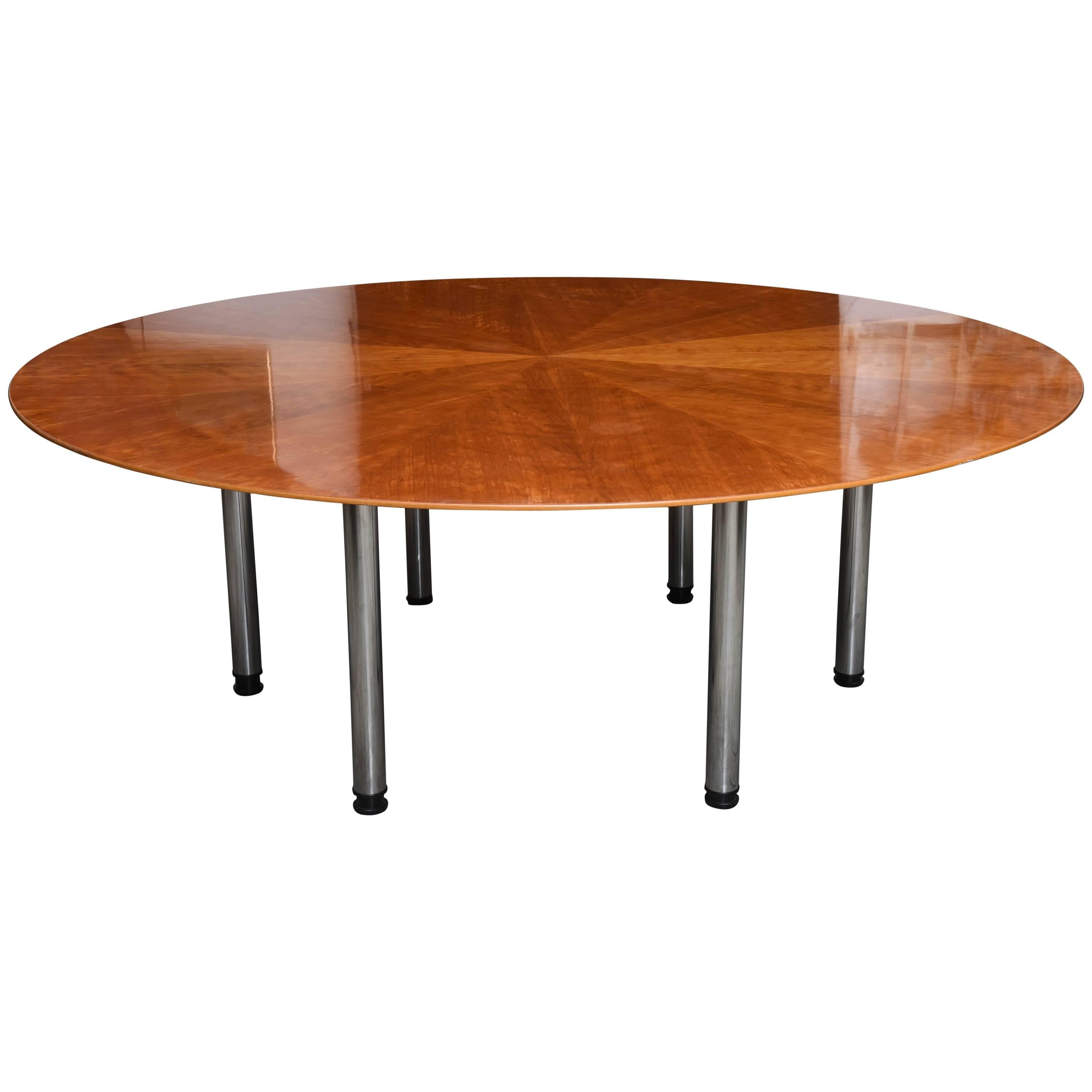 Swedish Circular Large Dining Table, Klaus Wettergren, 1970s For Sale