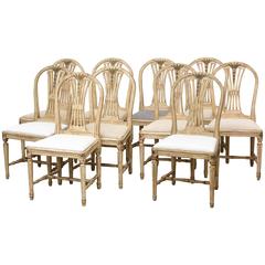 Set of Ten Antique Swedish Dining Chairs