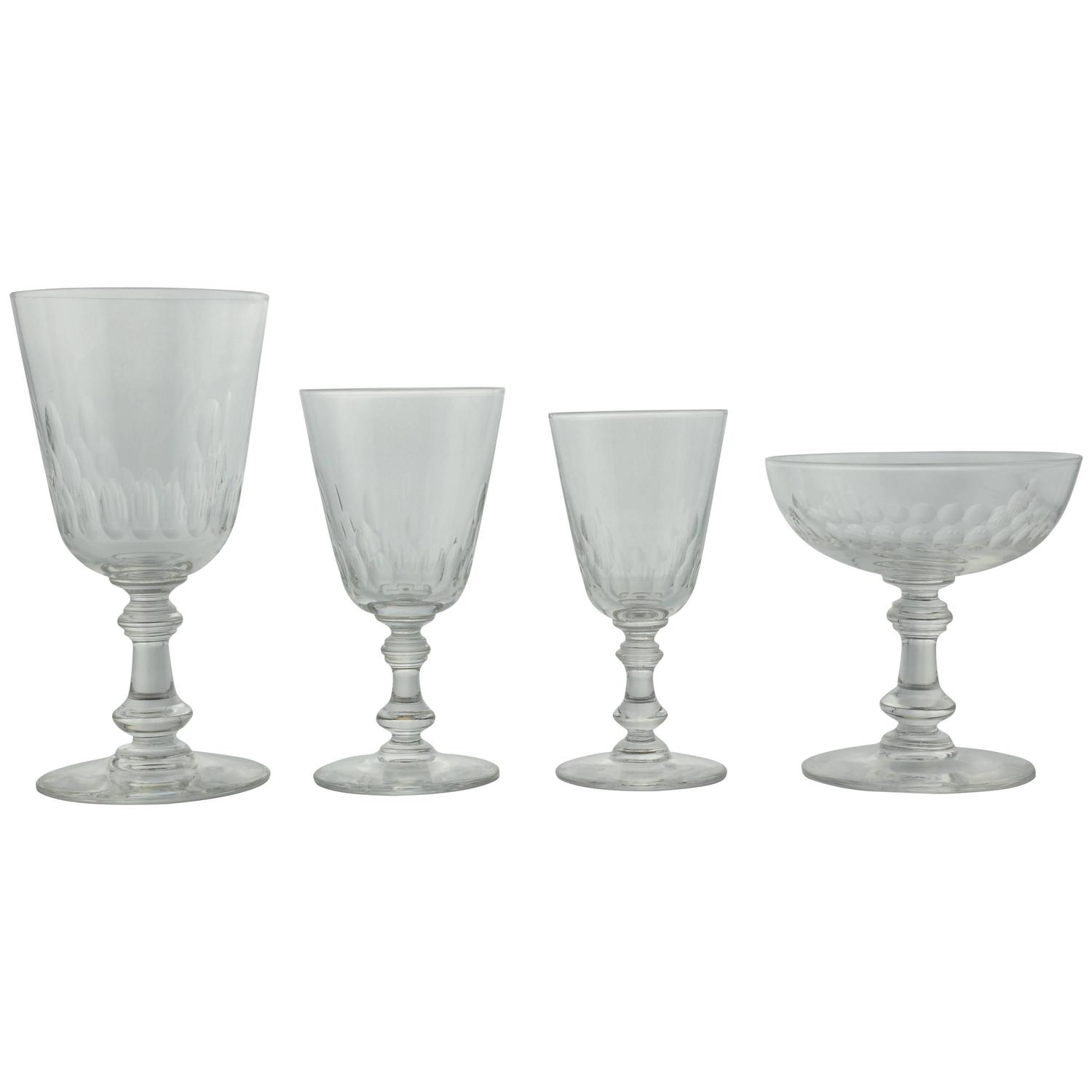 1930s French Crystal Glassware 24Piece Set For Sale at 1stdibs