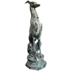 Retro 1980s Bronze Greyhound Statue