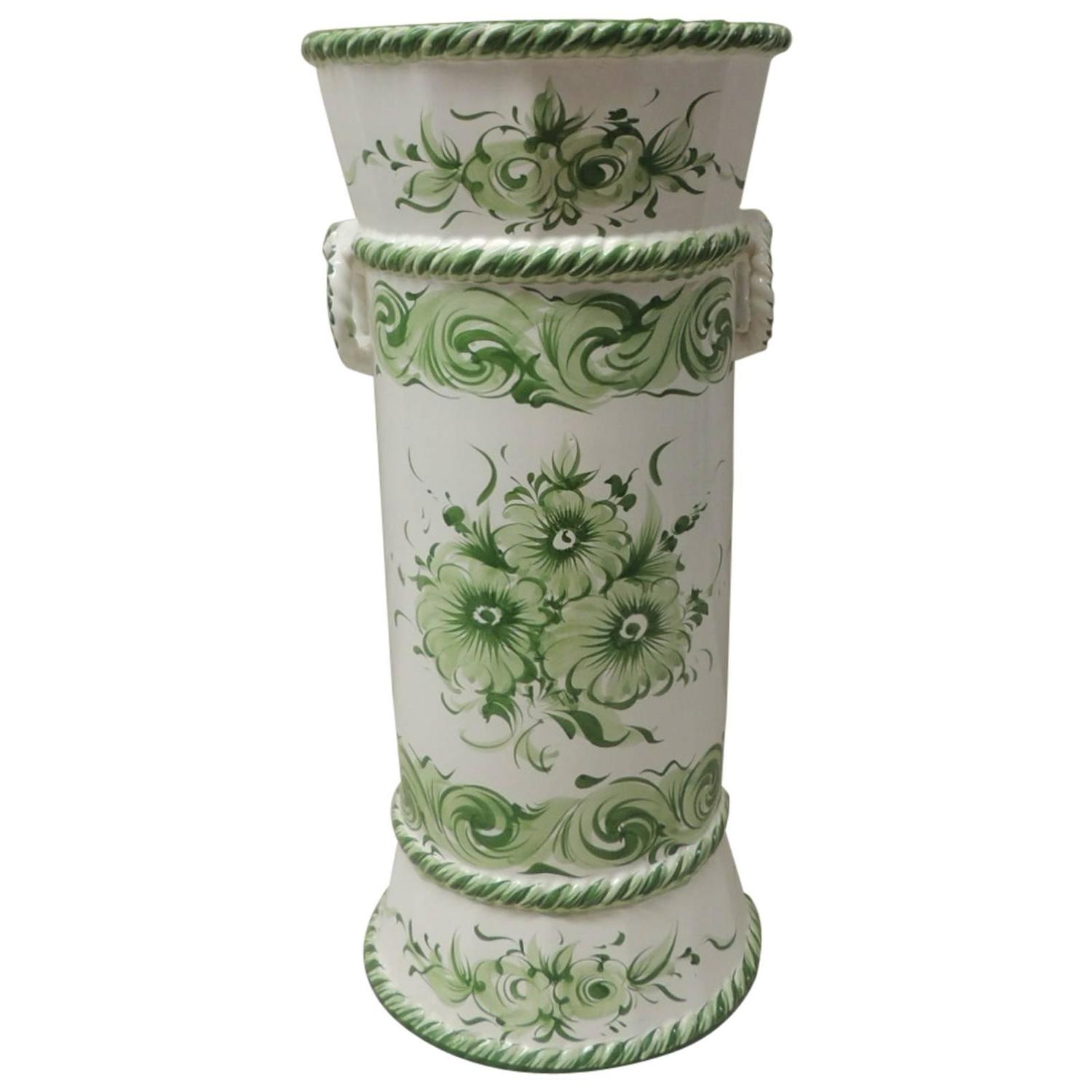 Vintage HandPainted Ceramic Umbrella Stand at 1stdibs