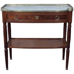 Small Louis XVI Period Mahogany Console with White Marble Top 