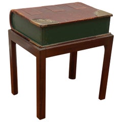 Large Leather Book on Mahogany Stand