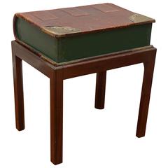 Large Leather Book on Mahogany Stand 3