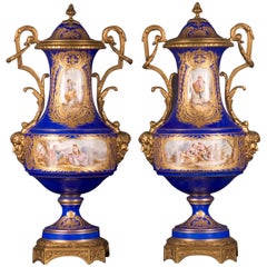 Used Pair of Porcelaine de Paris Vases Signed and Gifted to "la Princess de Lamballe"