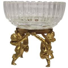 Maison Baccarat, Paris, Gilt Bronze and Cut Crystal Center Bowl, circa 1900