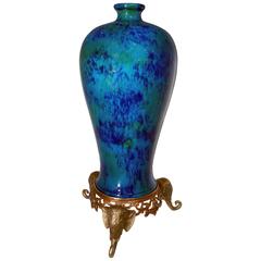 Blue Flambe Sevres Vase on Bronze Base, circa 1920