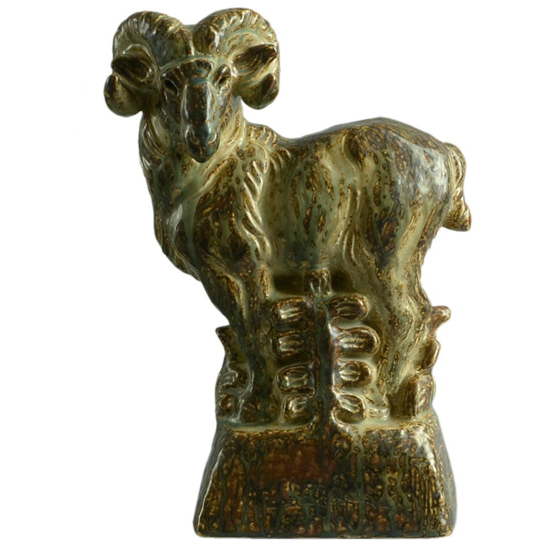 Bighorn Ram in Sung Glaze by Knud Kyhn for Royal Copenhagen For Sale