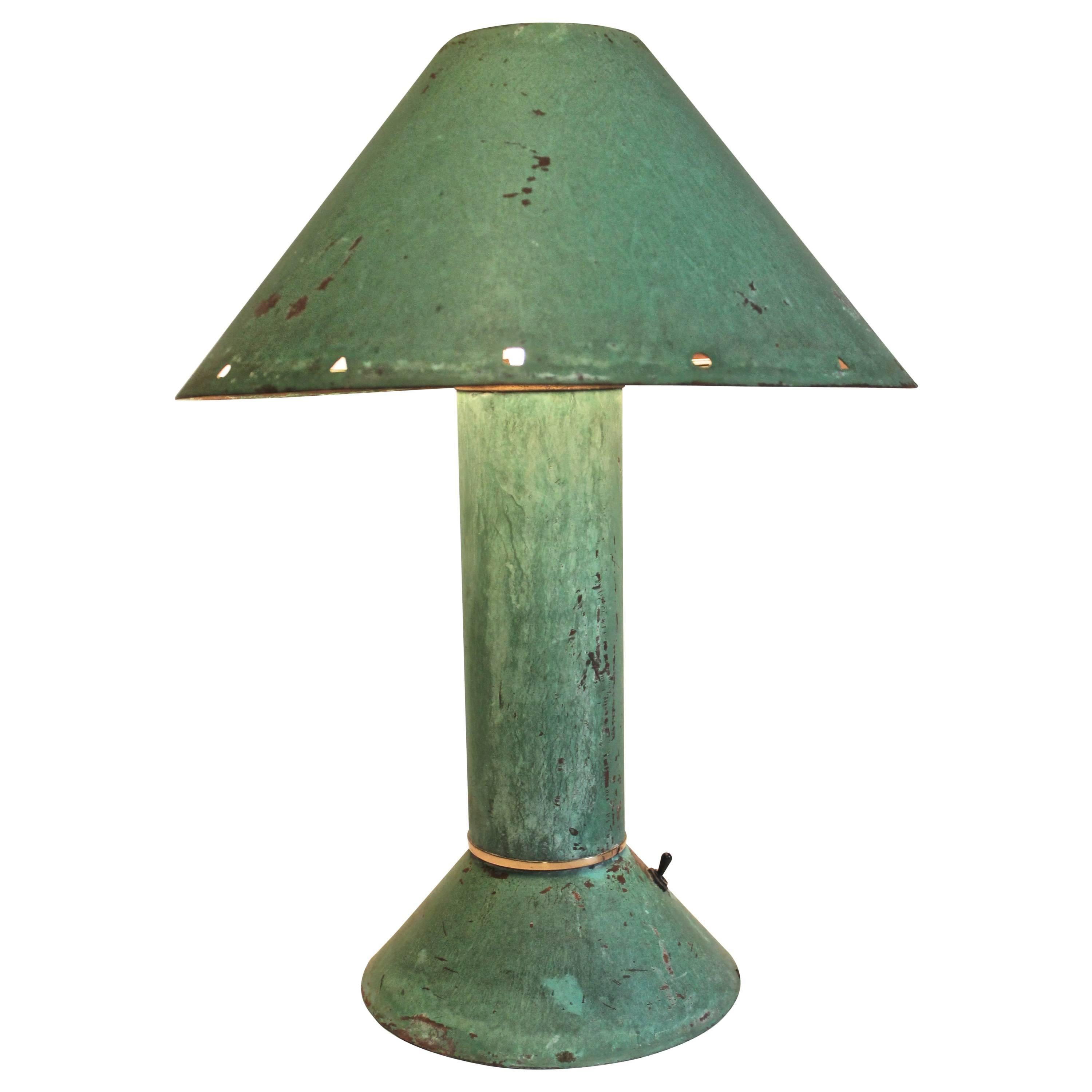 Ron Rezek Copper with a Verdigras Green Patina Table Lamp