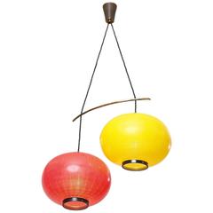 Two Color Glass and Brass Pendant 2
