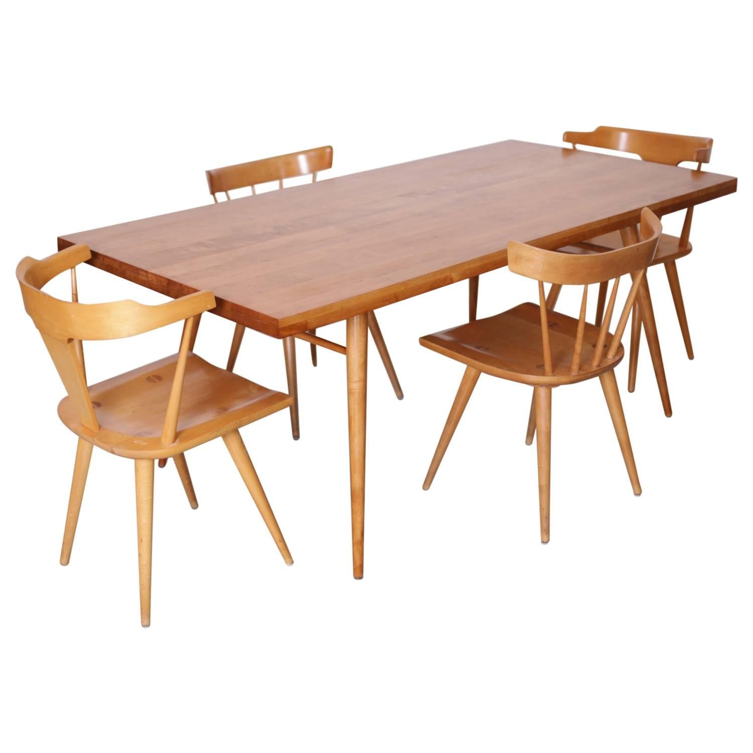 Paul McCobb Dining Set Four Chairs and Table, Maple, 1950s, Winchendon